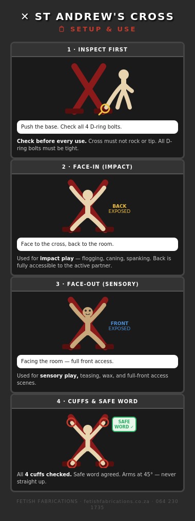 St Andrews cross setup & use - Fetish Fabrications