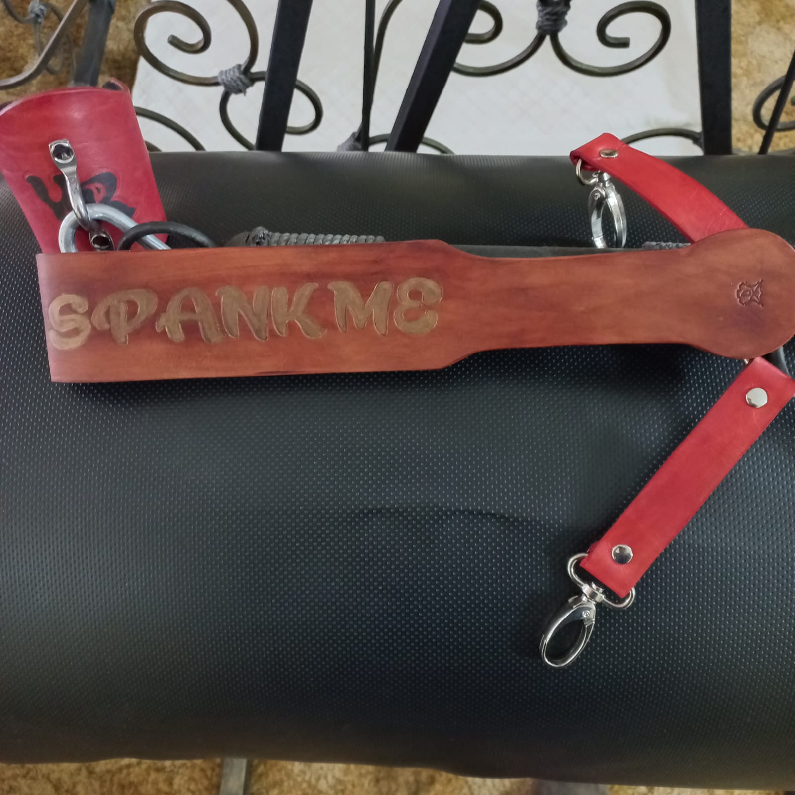 Custom embossed leather paddle — Fetish Fabrications South Africa